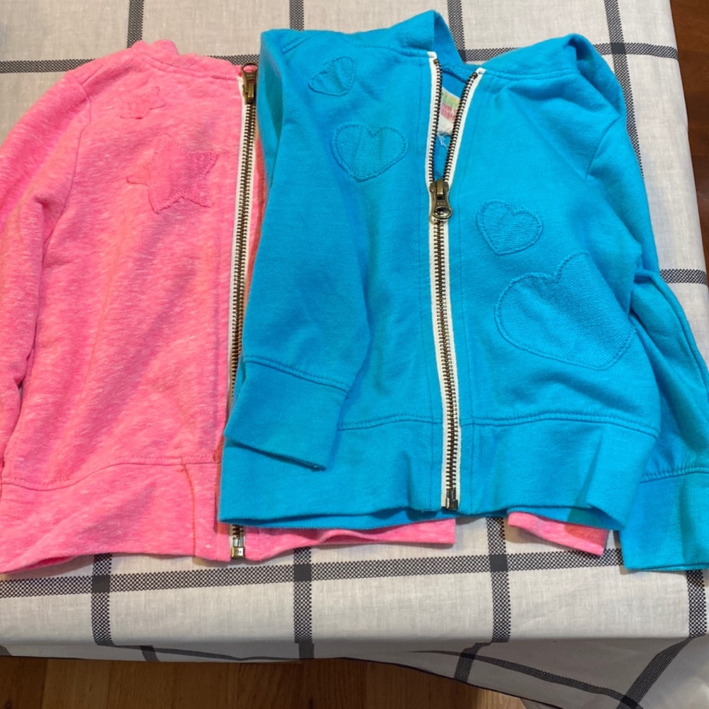 2 light sweatshirt zip up jackets